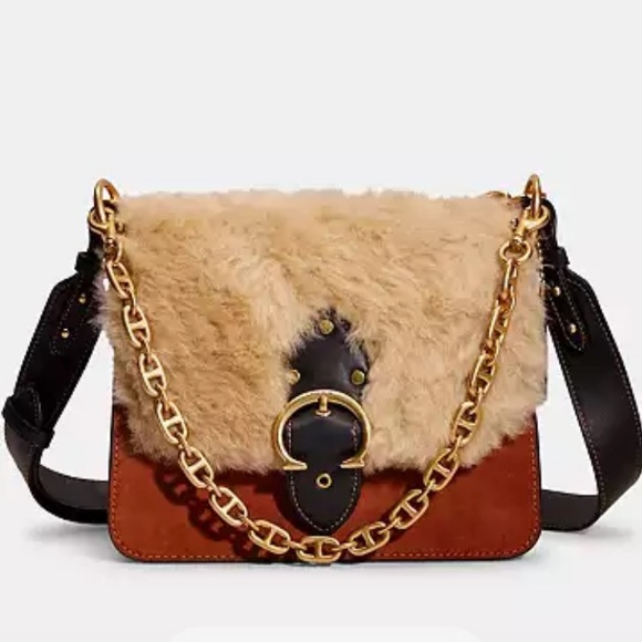 Coach Handbags - NWT Coach Beast Shearling and Leather Shoulder Bag - Black and Brown crossbody
